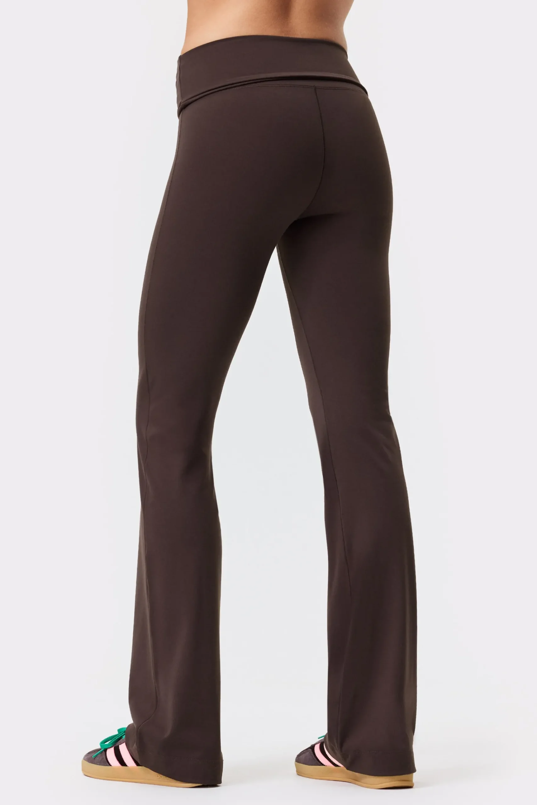 Hot STRONGER Soft Fold Over Flared Legging Black Coffee