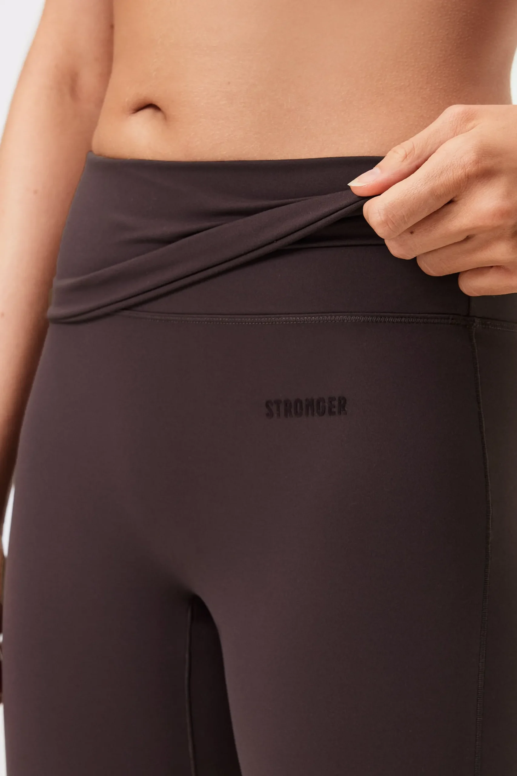 Hot STRONGER Soft Fold Over Flared Legging Black Coffee
