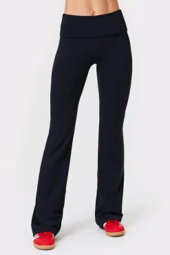 New STRONGER Soft Fold Over Flared Legging Black