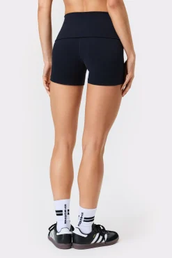 Hot STRONGER Soft Fold Over Mini Shorts Black