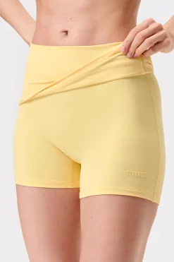 Fashion STRONGER Soft Fold Over Mini Shorts Golden Haze