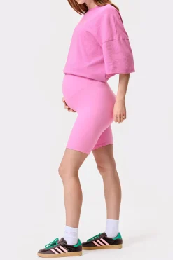 Hot STRONGER Soft Maternity Bike Shorts Cyclamen