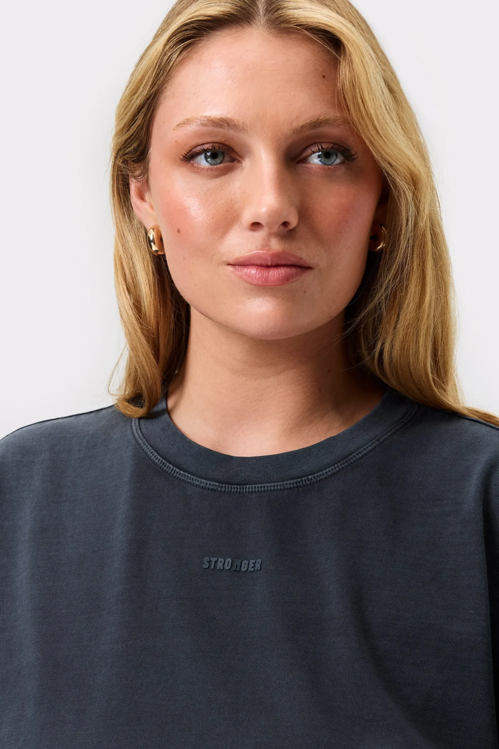 Fashion STRONGER Washed Crew T-Shirt Black