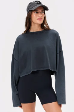 Outlet STRONGER Washed Cropped Long Sleeve Black