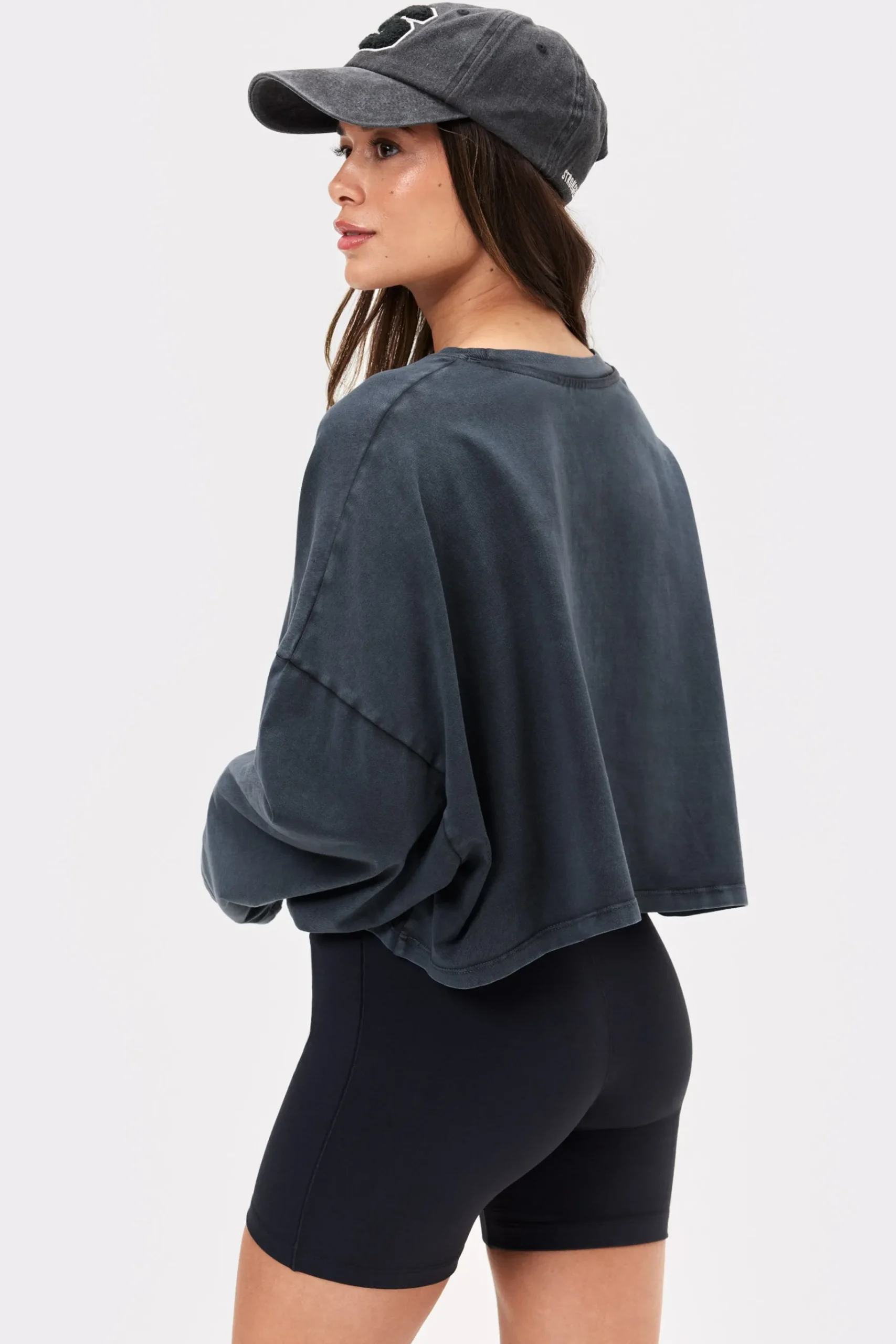 Outlet STRONGER Washed Cropped Long Sleeve Black