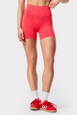 Best STRONGER Washed Seamless Shorts Hot Summer Red