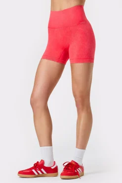 Best STRONGER Washed Seamless Shorts Hot Summer Red