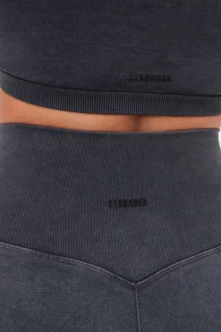 Hot STRONGER Washed Seamless Shorts Black